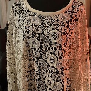 Lane Bryant Cream Lace Overlay Top